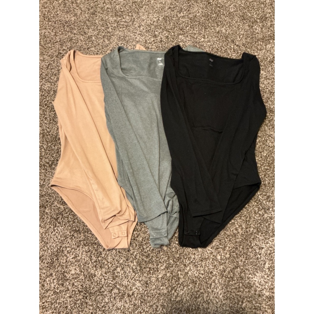 D.I.P Bodysuit Bundle Square Neck Long Sleeve Three Colors Women's Sz M & L NWOT